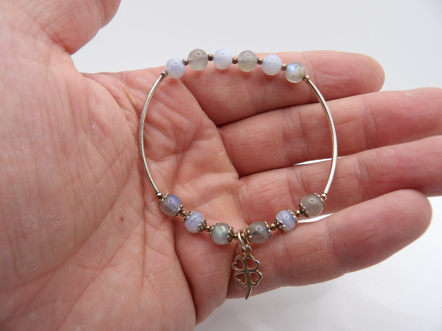 Bracelet Labradorite et Agate Blue Lace