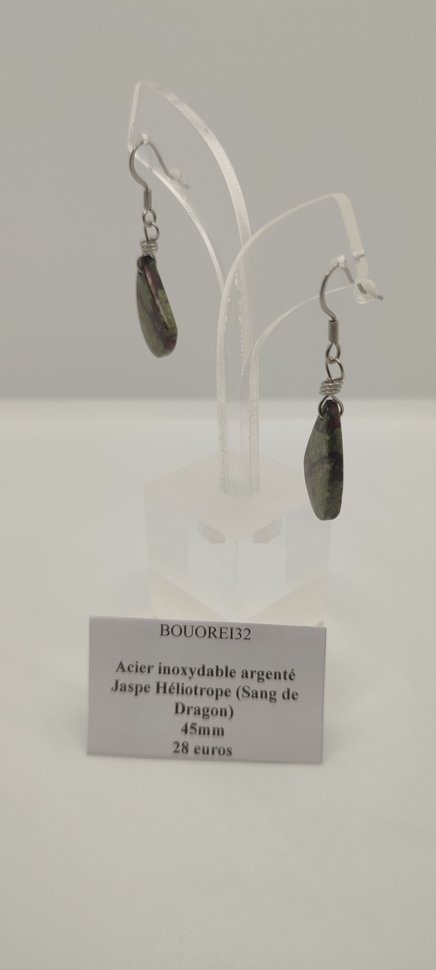 Boucles d'Oreilles Jaspe Héliotrope