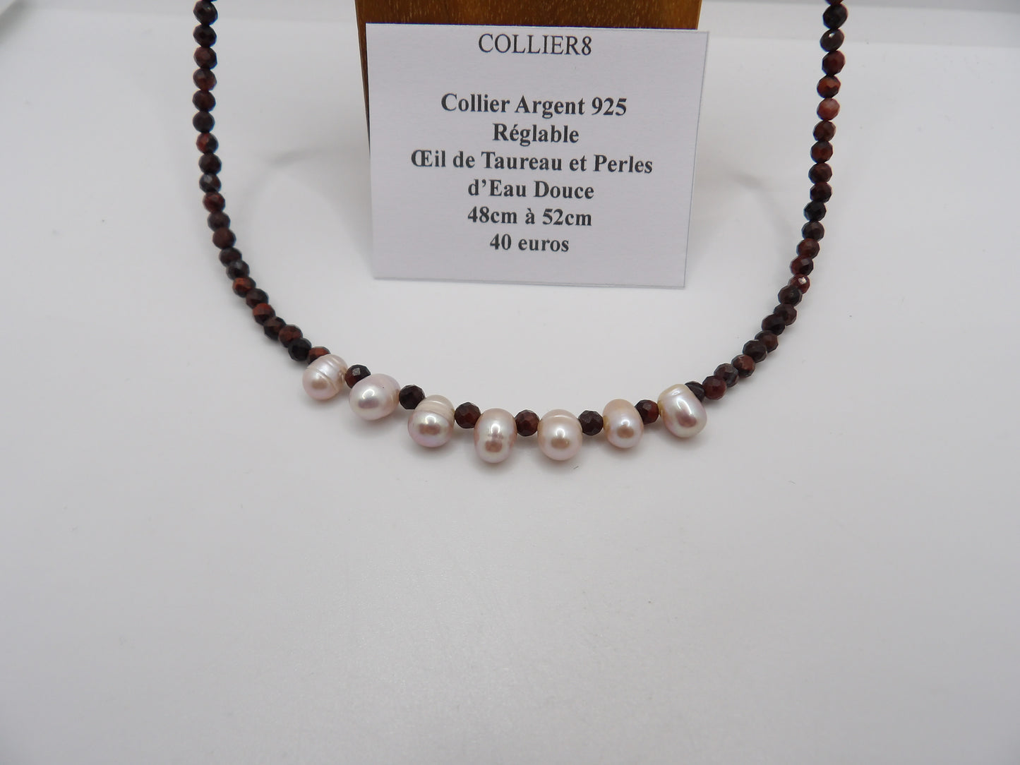 Collier Œil de Taureau et Perles d'Eau Douce