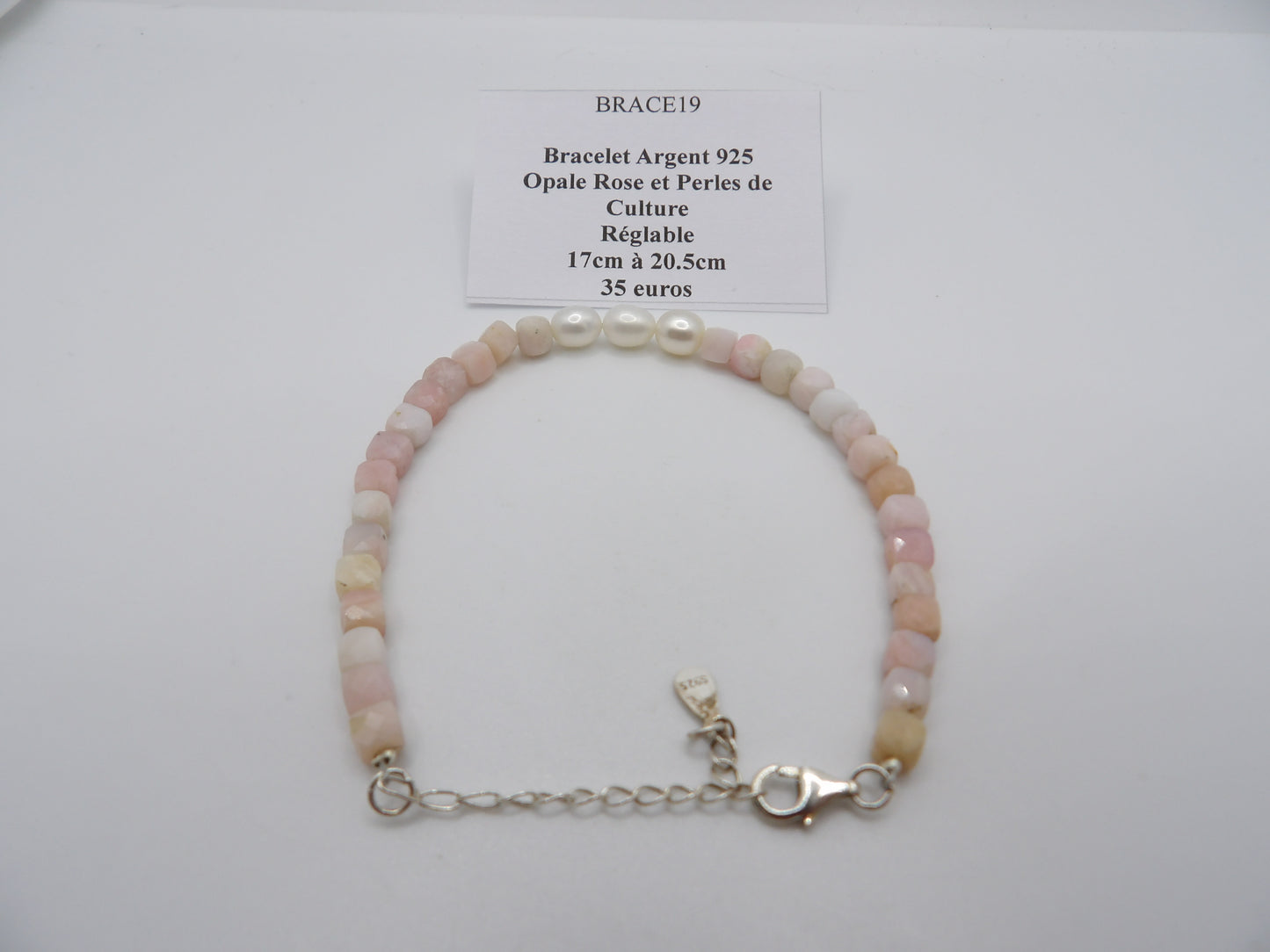 Bracelet Opale Rose et Perles de Culture