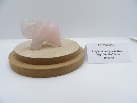 Eléphant en Quartz Rose