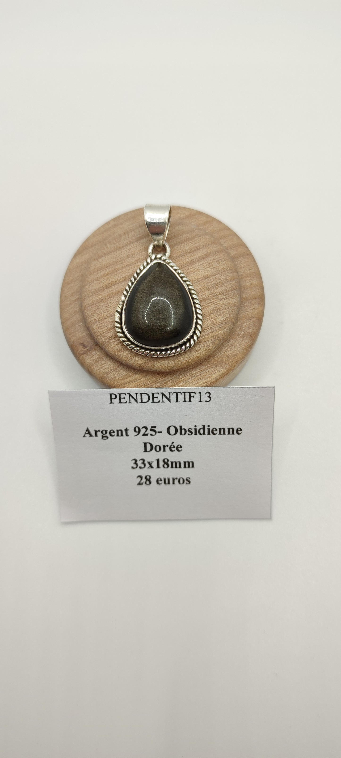 Pendentif Obsidienne Dorée