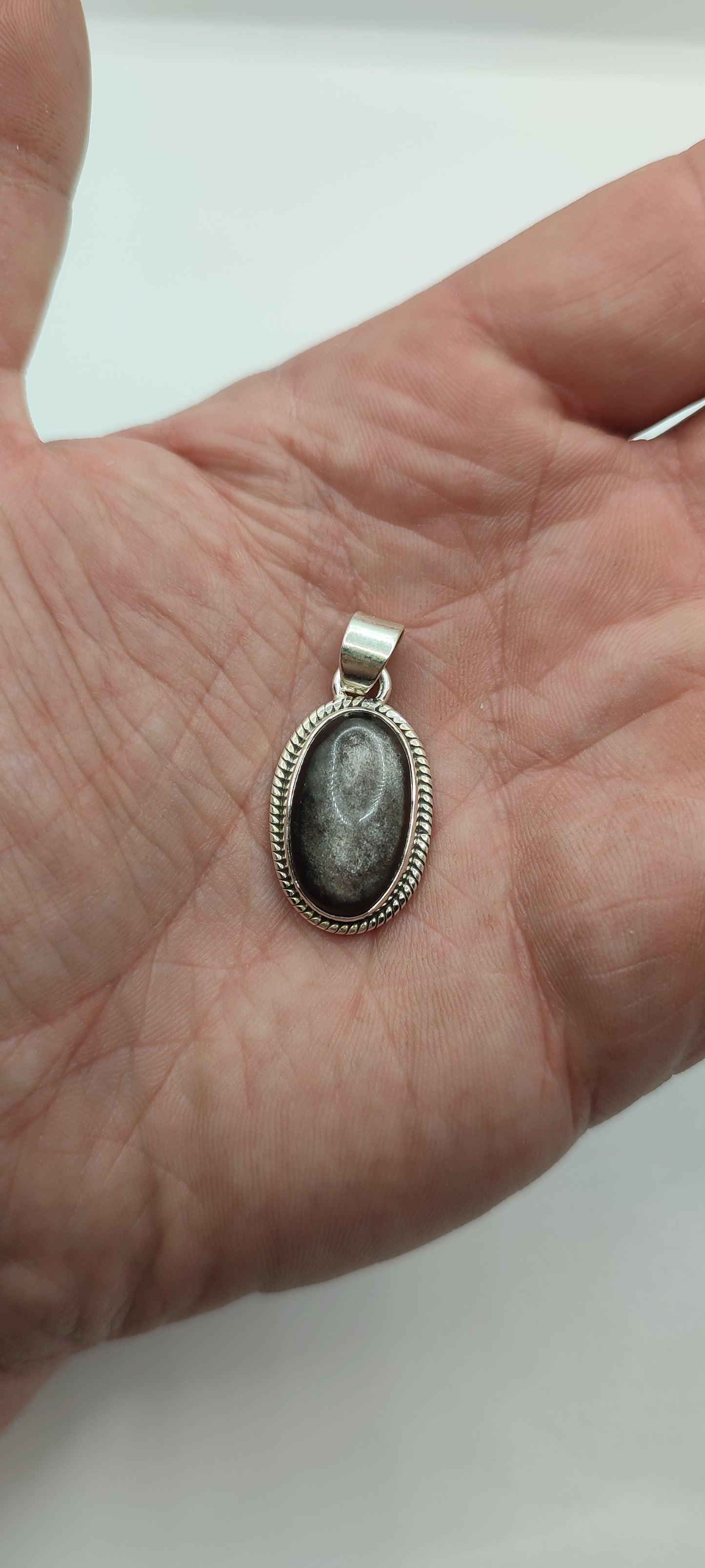 Pendentif Obsidienne Argentée