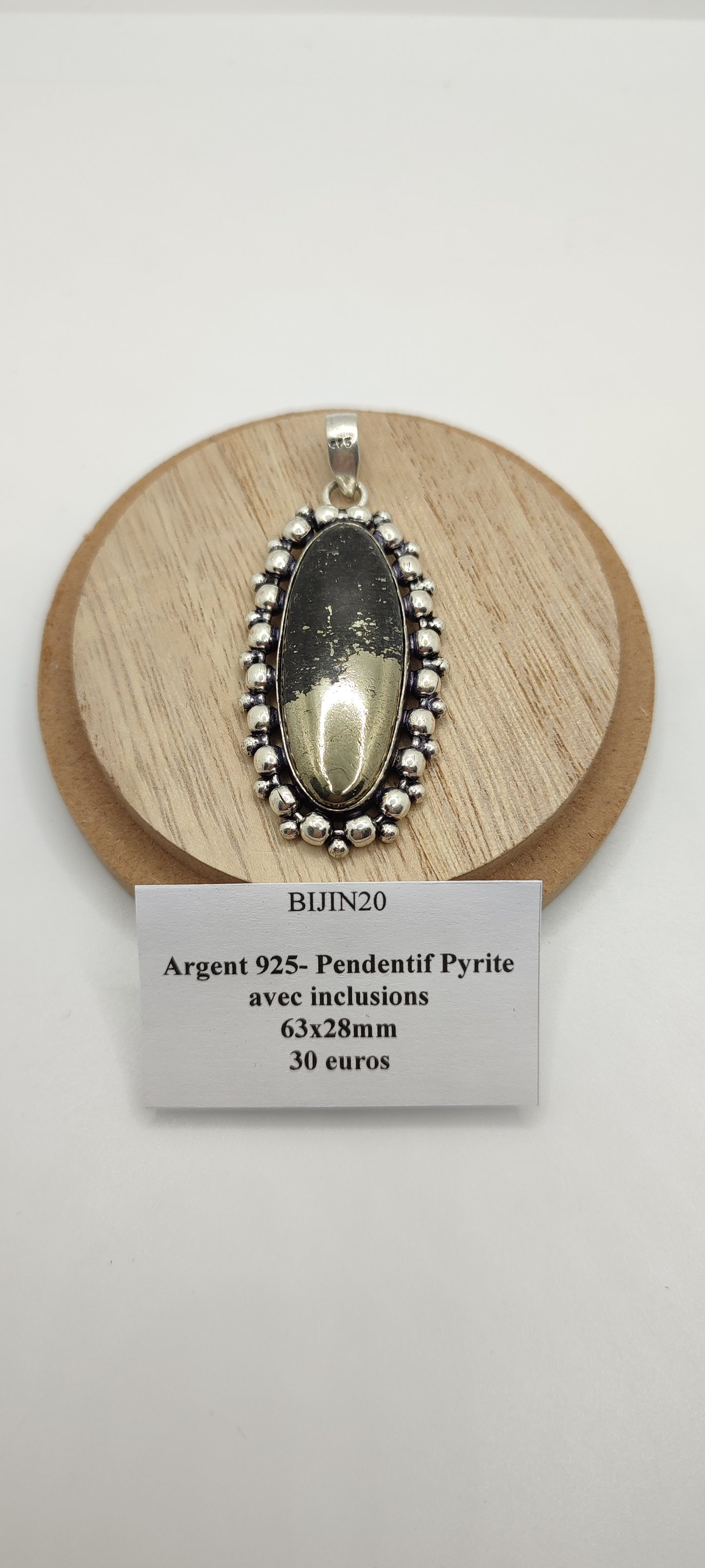 Pendentif Pyrite avec Inclusions