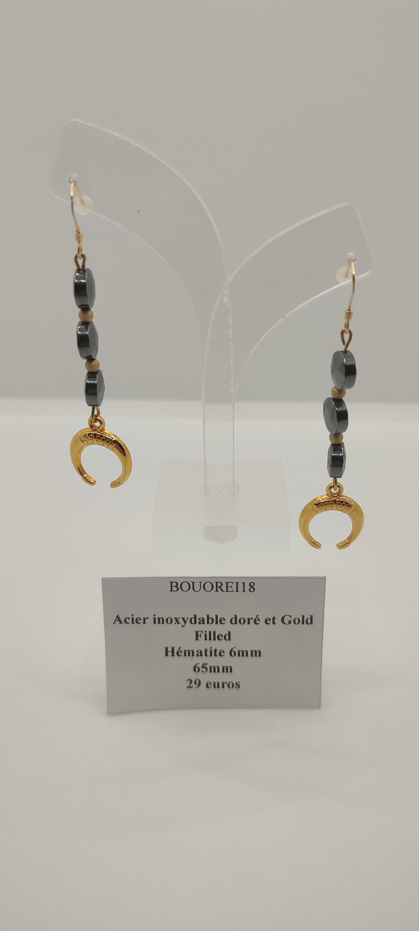 Boucles d'Oreilles Hématite