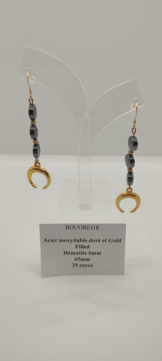 Boucles d'Oreilles Hématite