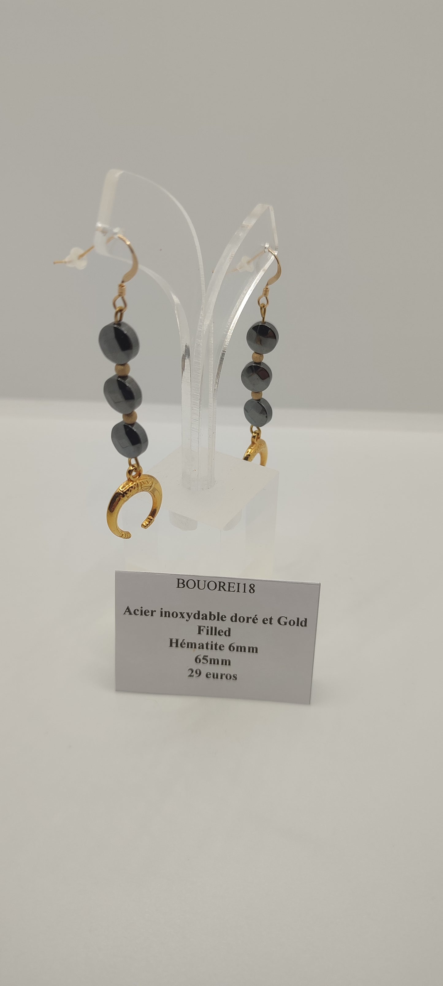 Boucles d'Oreilles Hématite