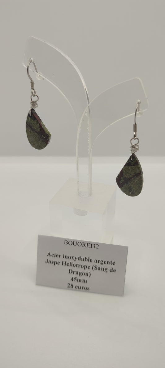 Boucles d'Oreilles Jaspe Héliotrope