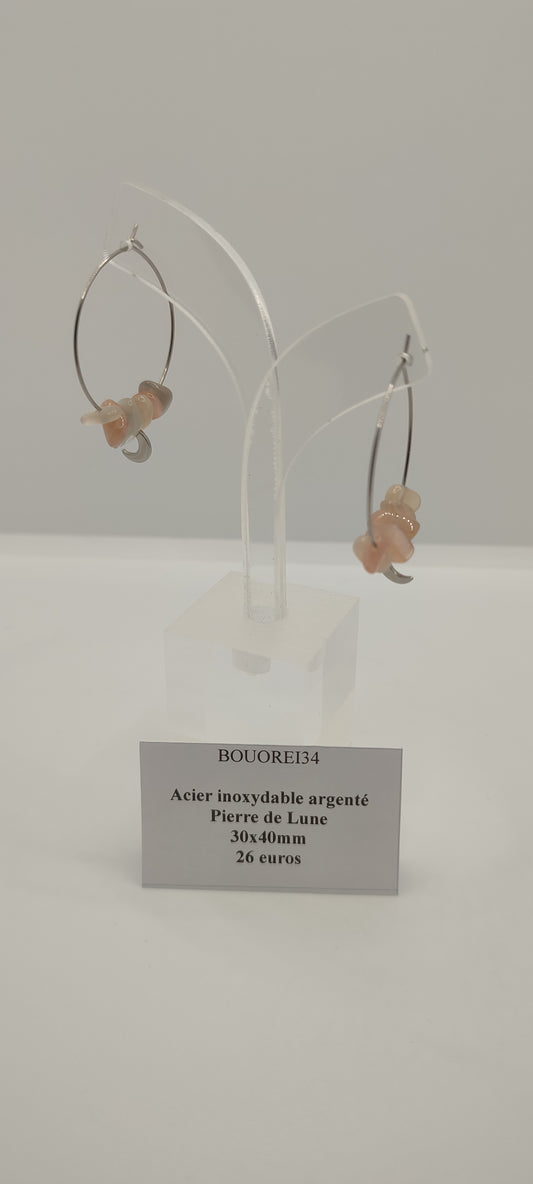 Boucles d'Oreilles Pierre de Lune